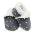thumbnail image 4 of Dotty Fish Toddler Suede Slippers - Non-Slip, Soft Fleece-Lined –  Silver Stars, 18-24 Months, 4 of 6