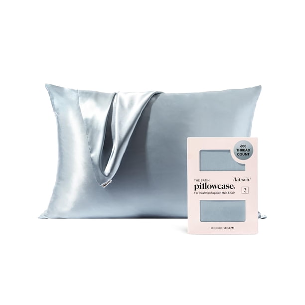 Funda de almohada Kitsch Satin Haze Blue Queen, tamaño 50 x 66 cm, paquete de 2