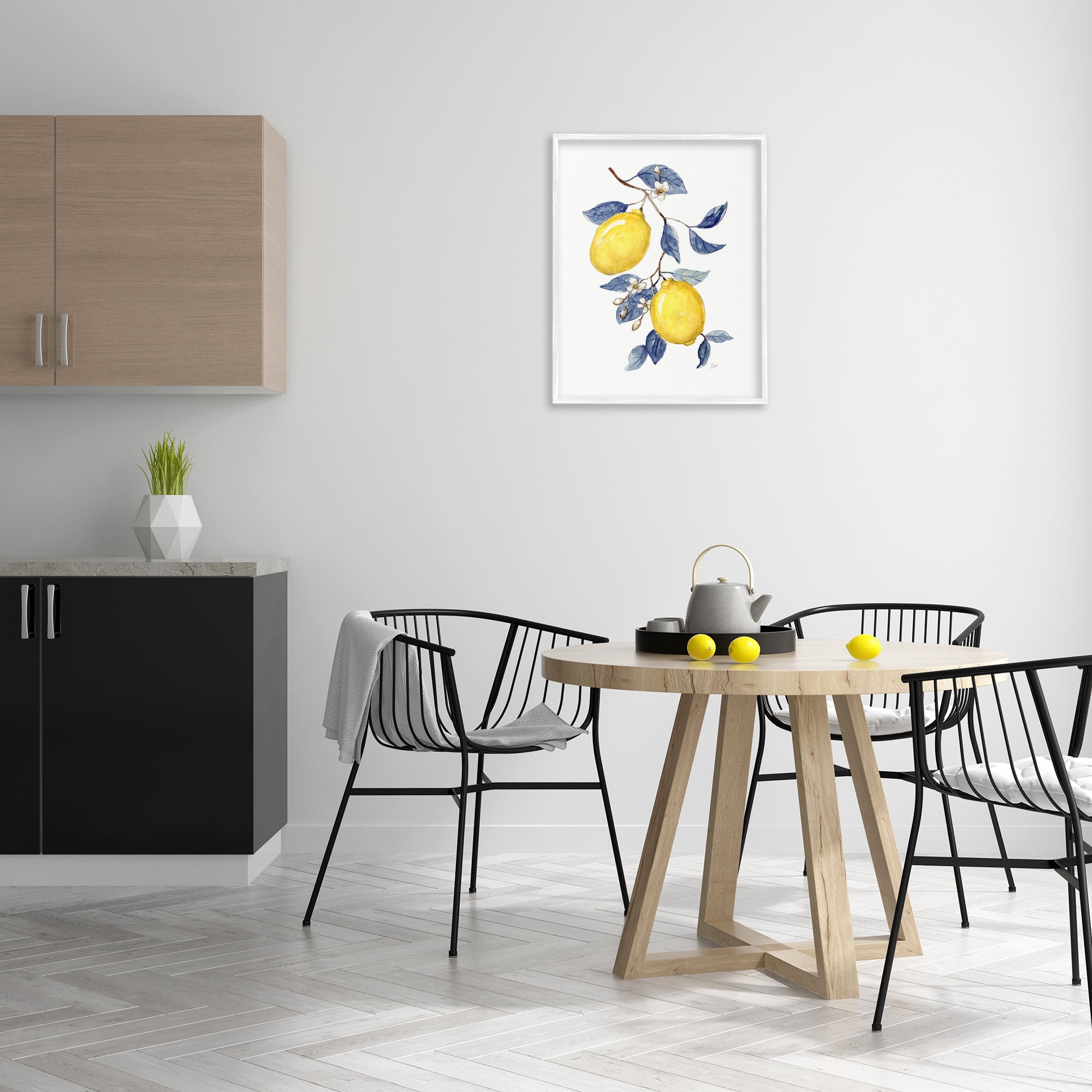 Stupell Industries Lemons with Flower Buds Food & Beverage Painting White Framed Art Print Wall Art, 24 x 30