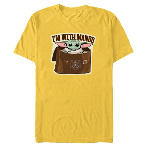 Star Wars The Mandalorian Season 3 Grogu I’m With Mando - Short Sleeve Blended T-Shirt for Adults - Customized-Yellow