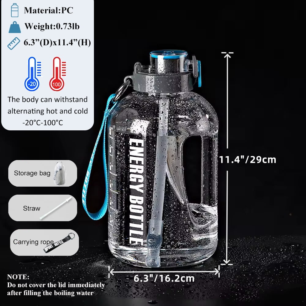 SINYWAY 1 Gallon Water Bottle, 128 oz, Time Marked, Reusable with Straw,  Portable Design - Walmart.com