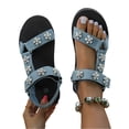 thumbnail image 4 of pwidon Women's Platform Sport Sandals Open Toe Ankle Strap Adjustable Strap Rhinestone Flower Comfort Walking Casual Summer Shoes Blue 5.5, 4 of 4