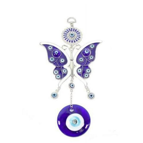 Turkish Large Blue Evil Eyes 4" Butterfly Amulet Wall Hanging Home Decor., Gift GP34061N