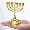 thumbnail image 4 of 7-Branch Menorah Candle Holder for Shabbat,Tabernacle, Home Decor Ornaments Table Centerpiece Display(Light Gold), 4 of 6