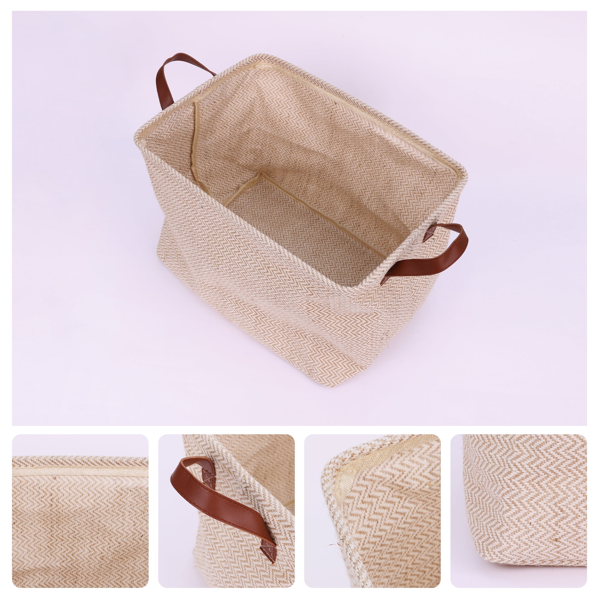 Unique Bargains Fabric Storage Cube Storage Bin Storage Basket Beige Wave