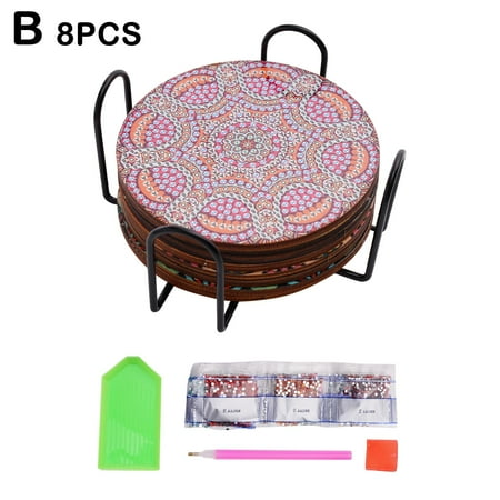 

Funny Coasters Boho Art Coaster Painting with Diamond Reusable Drink Coaster DIY Kits Suitable with Metal Bracket for Beginners Great Home and Dining Room Decor I3Q2