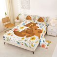 thumbnail image 2 of Castle Fairy Watercolor Floral Bear Bed Sheets 4-Piece,Cute Flower Daisy Animal Full Size Sheets,Peach Brown Cream,1 Fitted Sheet, 1 Flat Sheet and 2 Pillowcases, 2 of 6