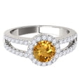 thumbnail image 2 of Mauli Jewels Engagement Rings for Women 1.65 Carat Diamond and Round Shaped Citrine Ring 4-prong 10K White Gold, 2 of 6