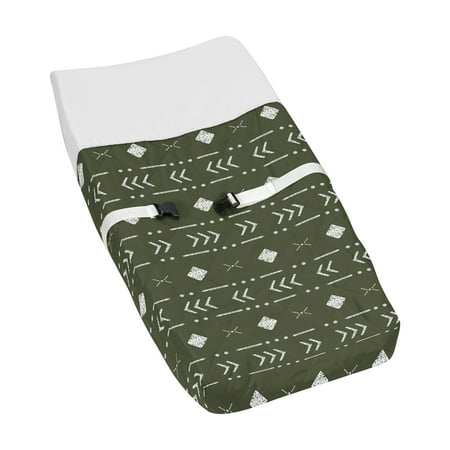 UPC: 0846480096191 | Boho Tribal Green and White Changing Pad Cover Boy or Girl by Sweet Jojo Designs