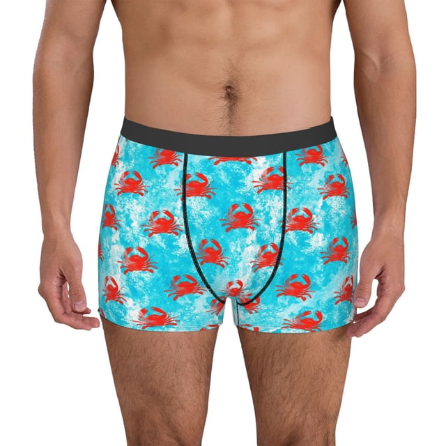 Balery Crab Swims In The Ocean Calzoncillos bóxer para hombre, ropa interior de algodón suave y transpirable con cinturilla de nailon-Small