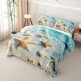 thumbnail image 3 of spefrowx 3D Ocean Starfish Bed Spread Queen for Girls Boys, Summer Seashell Beach Queen Coverlet Set, 3 Pieces, 3 of 7