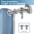 thumbnail image 5 of Urbanest 1" Diameter Alloy Steel Designer Single Curtain Rod – Elegant Drapery Hardware, Heavy-Duty Cast Iron Window Treatment Rod, 48" to 84", Nickel Brushed Steel, 5 of 6
