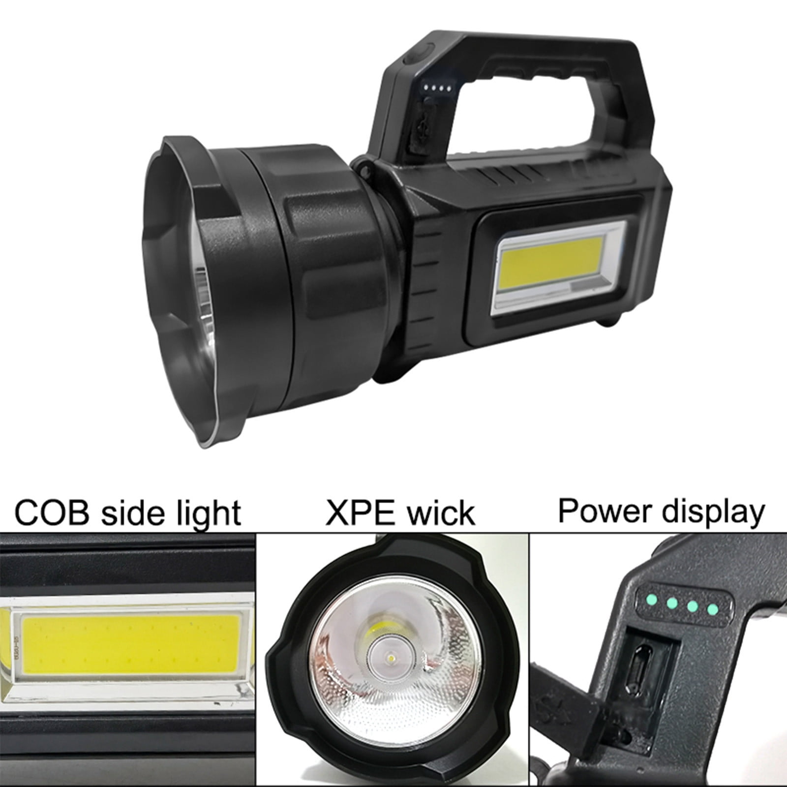 Rechargeable LED Flashlight - 180 Lumens Super Bright, 3 Modes, USB Charging, IP66 Waterproof, Aluminum Alloy for Camping, Home, Outdoor Use