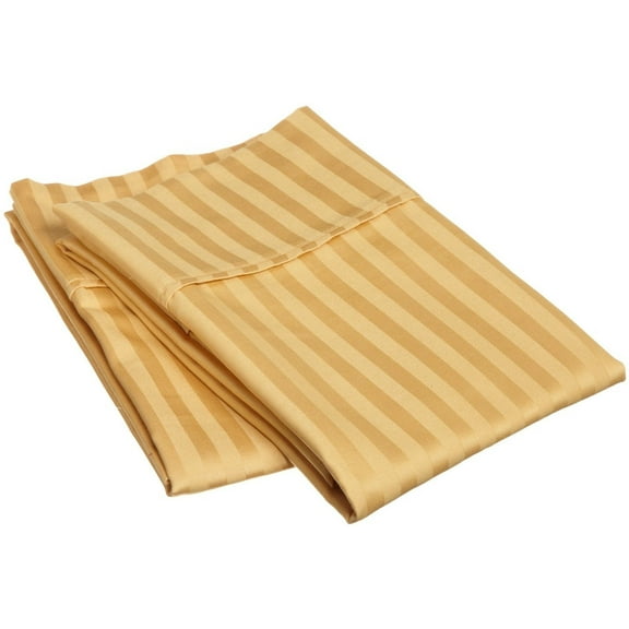 300-Thread Count 100% Egyptian Cotton Lightweight Stripes Pillowcase Set Gold / Standard