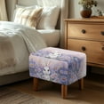 thumbnail image 3 of Xixirimido Rabbit Bunny Daisy Flower Pattern Stretch Ottoman Cover Rectangle Footstool Slipcover Folding Storage Stool Protector Nonslip Footrest Ottoman Cover with Elastic Bottom, Large, 3 of 7