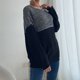 thumbnail image 5 of Blusa de suéter de punto con bloque de color suelto con costuras de longitud media para mujer Fridja BV0+2866, 5 of 9