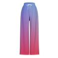 thumbnail image 5 of Lmnyox Women's Wide Leg Pants Fashion Casual Drawstring Trousers Flowy Vacation Beach Palazzo Pants with Pocket, 5 of 6