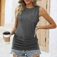 thumbnail image 5 of Summer Plus Size Tops for Womens Fshion Solid Color Round Neck Pocket Sleeveless Casual, 5 of 6
