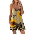 thumbnail image 2 of Summer Saving Wycnly Jumpsuits for Women Dressy Beach Spaghetti Strap Short Overalls Loose Wide Leg Pocket Jumpsuits Summer Round Neck Sleeveless Sunflower Print Mini Trendy Rompers Brown xxl, 2 of 4