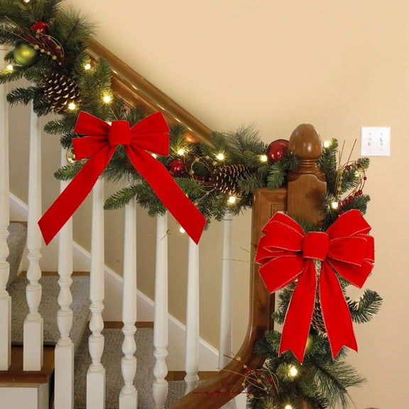 Red Christmas Bows Outdoor Decorations,14.37x12 Inch Large Christmas Tree Topper Bow, Velvet Wreath Bow with Glitter Gold Edge for Xmas Home Front Door Decor,Wreaths, Gifts & Home Decor