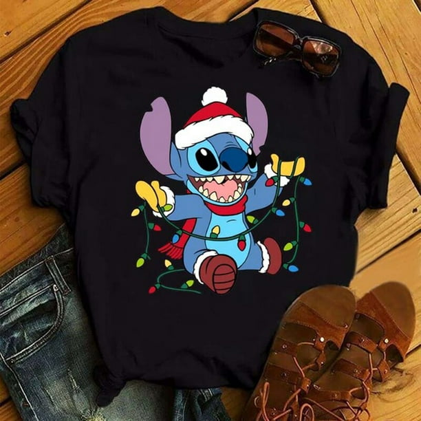 Disney Kawaii Lilo Stitch Funny Cartoon T Shirt Women Stitch Cute Manga T-shirt Y2k Graphic Tshirt Streetwear Top Tees FemaleS Gao Jinjia LED