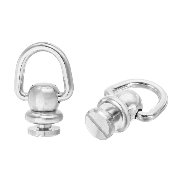 Uxcell 2Pack 12.4mm Brass Ball Studs Rivets D Ring Button Ball Studs for Purse, Silver