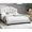 White, variant on Gray Velvet Bed with Geometric Headboard | Queen Size in Bedroom, No Box Spring, Cozy Feel