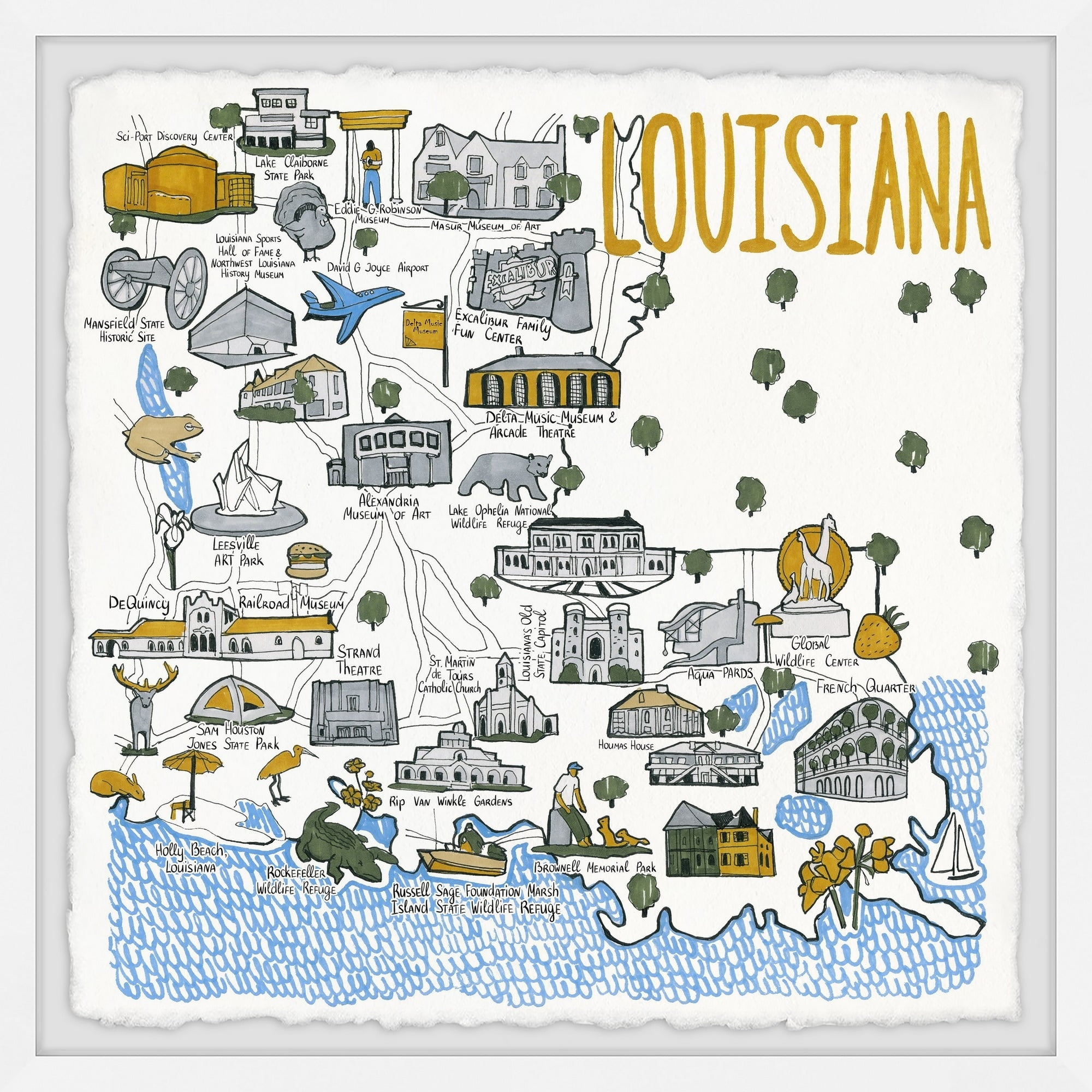 Marmont Hill White Louisiana Spots Framed Wall Art