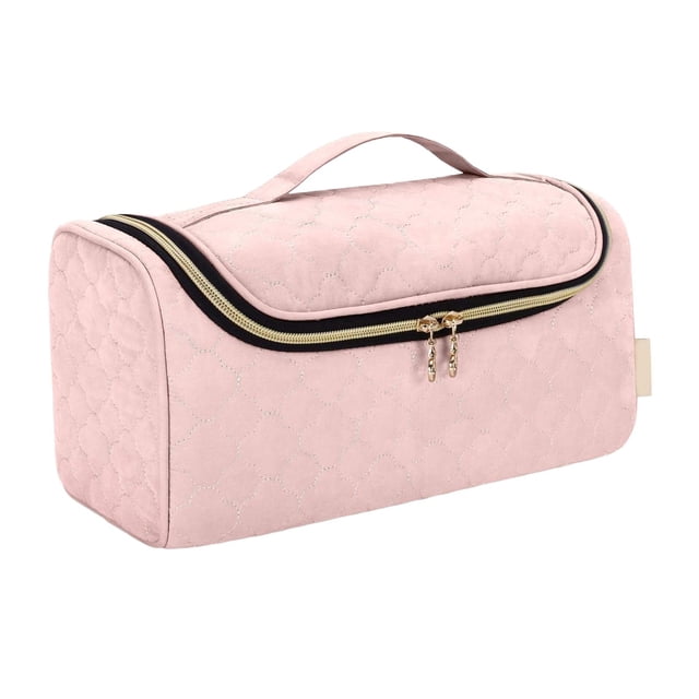 MERIGLARE Sac de Rangement pour Fer à Friser Salle de Bain Trousse de Toilette Professionnelle avec Crochet de Suspension Rose