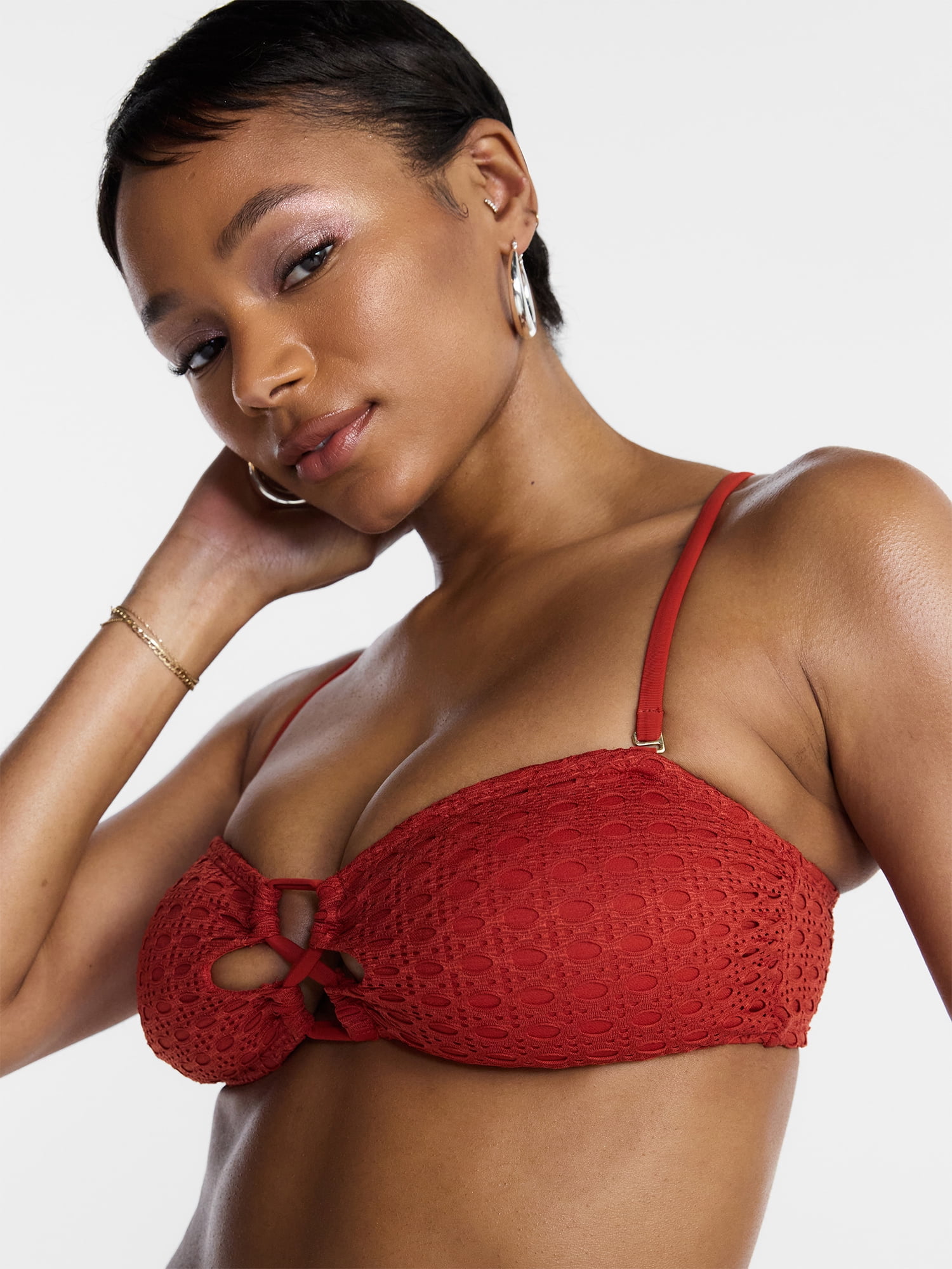 Hot Girl Summer by Megan Thee Stallion Women's and Women's Plus Summer Stallion Kini Crochet Bandeau Bikini Top, Sizes XS-3X