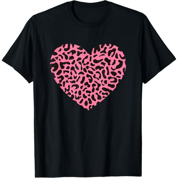 Pink Leopard Skin Cheetah Print Heart Gift T-Shirt