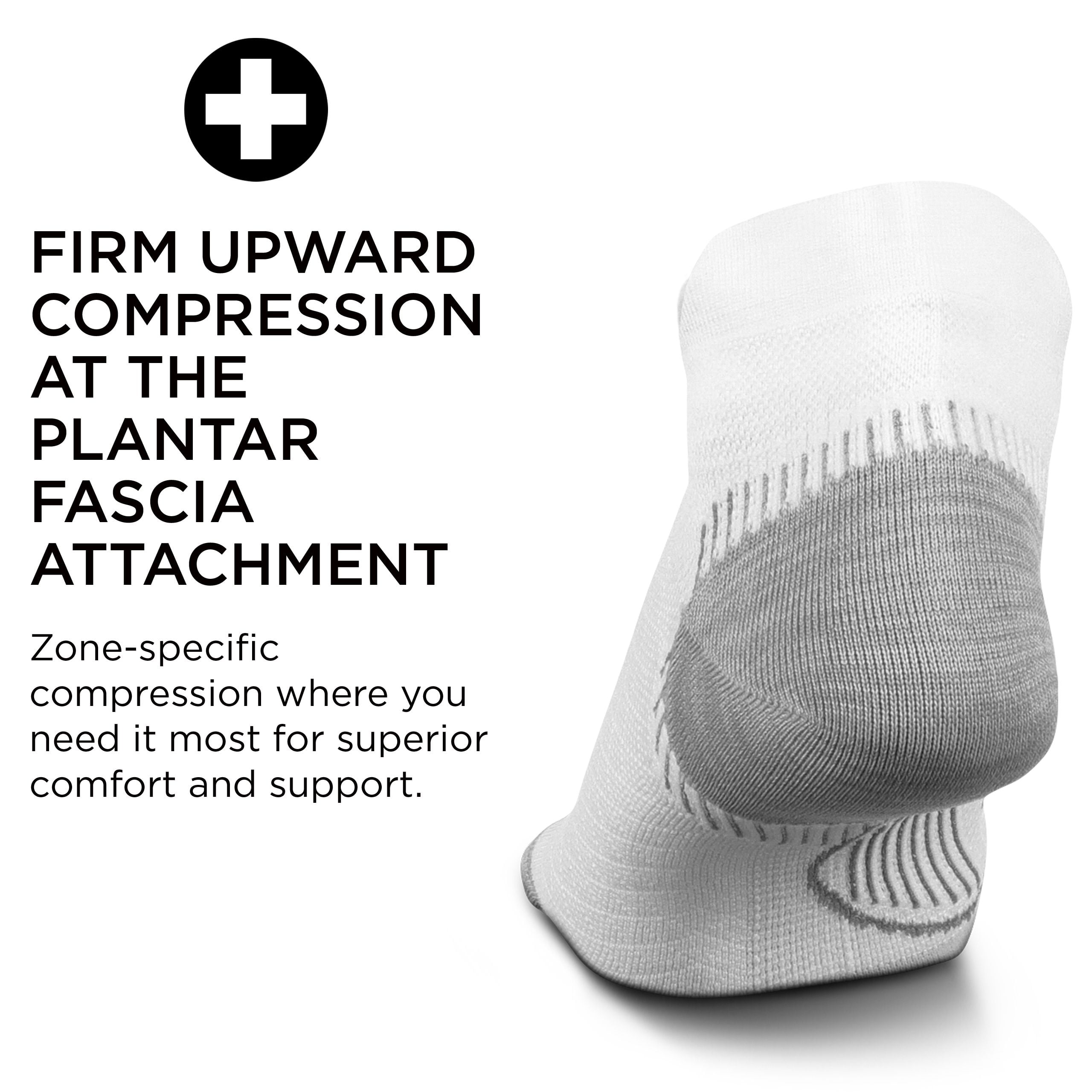 Feetures Plantar Fasciitis Relief Ultra Light Cushion Ankle Sock - No Show Socks with Heel Tab - White, XL (1 Pair)