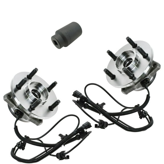 TRQ Front Wheel Hubs & Bearings Pair w/ 35mm Socket for 02-07 Jeep Liberty BHA85000