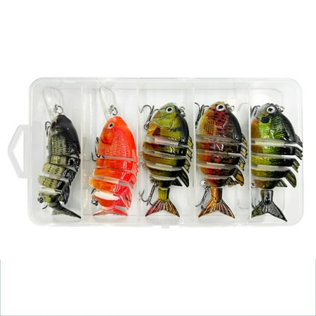 5 Pcs Fish Tilapia Fake Baits Multi Jointed Artificial Hard Baits Swimming Lures