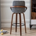 thumbnail image 4 of FOWEOAIU Bar Stools Fabric Upholstered Adjustable Swivel Counter Stool 26"，with Footrest for Bar, Kitchen Island, Bistro, Gray (Set of 2）, 4 of 8