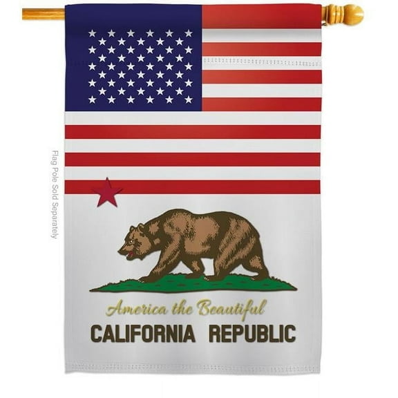 Americana Home & Garden H140556-BO 28 x 40 in. USA California American State Vertical House Flag with Double-Sided Decorative Banner Garden Yard Gift