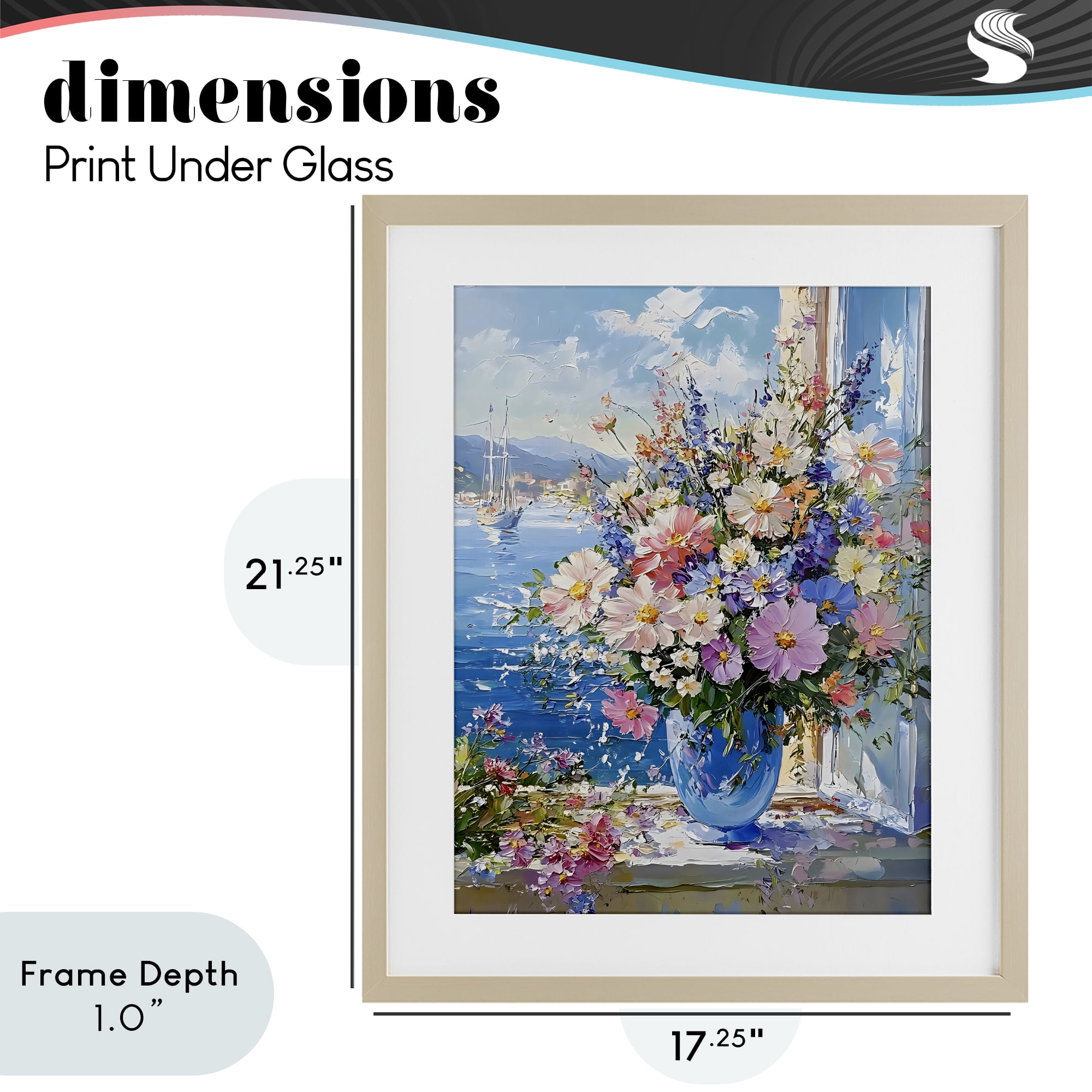 Stupell Industries Beautiful Bouquet on Ledge Birch Framed Print Under Glass, design by Creative Studio