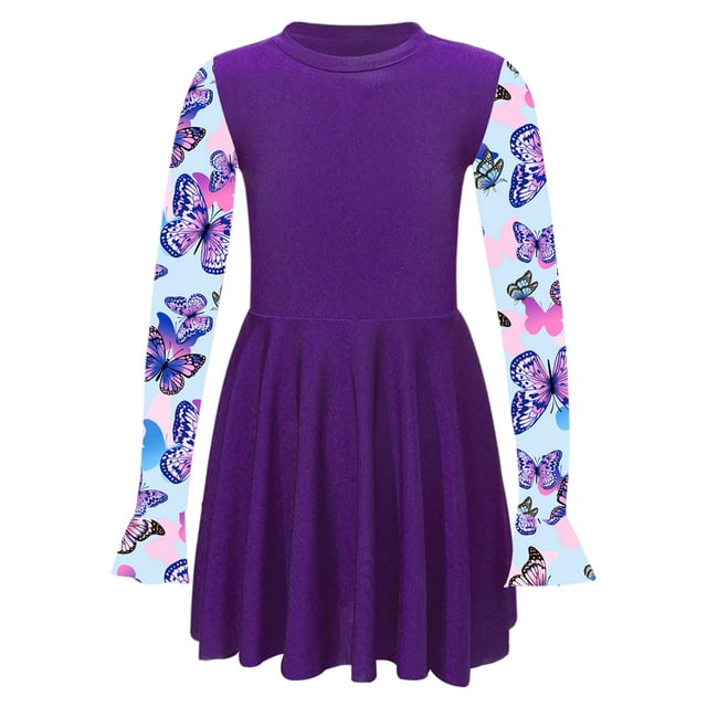 Manyakai Girls Rash Guard Swimsuits Long Sleeves Bathing Suit One Piece Swim Dress Summer Surfing Beach Wear Purple 12