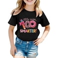 thumbnail image 1 of Rhuody Hauts Fille T-Shirt à Manches Courtes T-Shirt à Imprimés de Lettres Tee Rentrée des Classes Coupe Ample Col Ras du Cou Haut Tenue Rétro Noir 1-2 Ans, 1 of 4