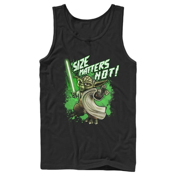 Men's Star Wars: The Clone Wars Yoda Size Matters Not  Tank Top Black 2X Large