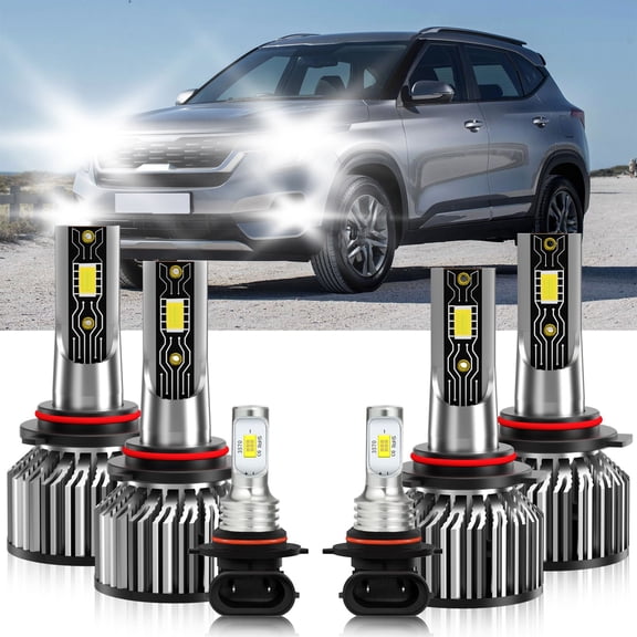 VEHIFOMO Compatible for Kia Seltos 2021-2023 Combo LED Headlight Fog Lights Bulbs Kit White 6500K