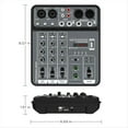 thumbnail image 4 of Mezclador de Audio de 4 Canales con Alimentación Fantasma de 48 V, Mezclador de Sonido de Estudio USB, Consola de DJ con Bluetooth para Karaoke., 4 of 7