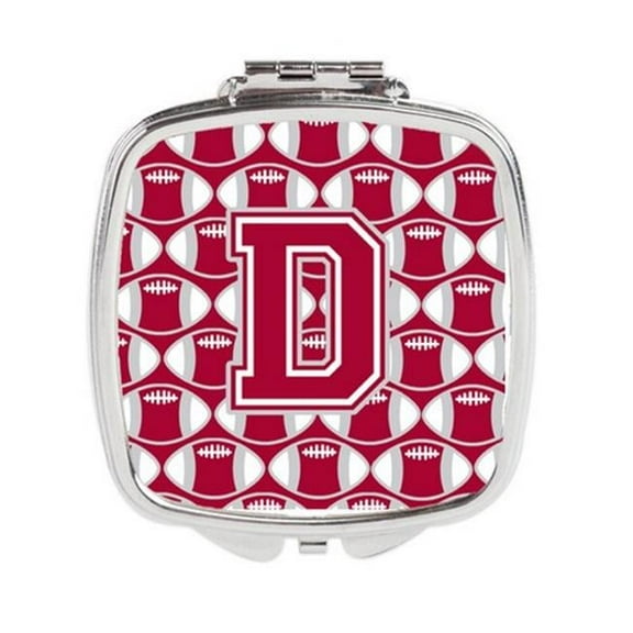 Carolines Treasures Letter D Football Crimson - Grey & White Compact Mirror