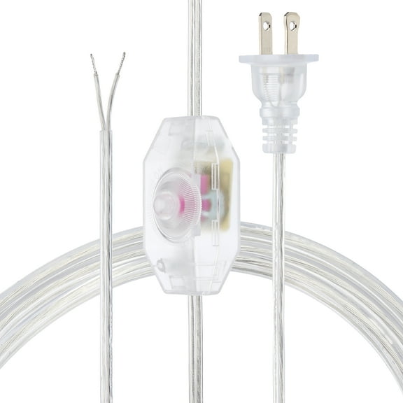 Uxcell 8 Feet 1 Set UL List Lamp Power Cord with Full Range Rotary Lamp, Clear