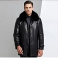 thumbnail image 3 of Chaleco interior de piel de conejo Rex dorado de invierno para hombre, abrigo Nick con cuello de zorro y visón, cuero natural, largo medio, 3 of 5