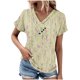 thumbnail image 2 of Fiudx Ofertas Del Día Top Informal de Primavera y Verano de Manga Corta con Cuello En V para Mujer, 2 of 5