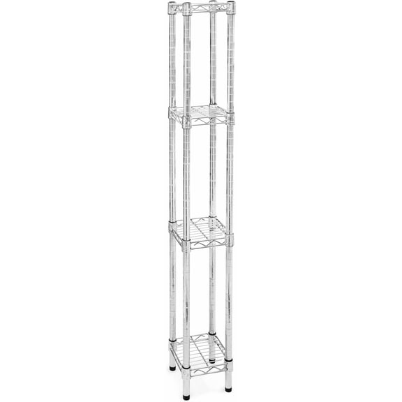 Shelving Inc. 8" d x 8" w x 54" h Chrome Wire Shelving with 4 Tier Shelves, Weight Capacity 800lbs Per Shelf