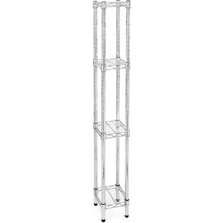 Shelving Inc. 8" d x 8" w x 54" h Chrome Wire Shelving with 4 Tier Shelves, Weight Capacity 800lbs Per Shelf