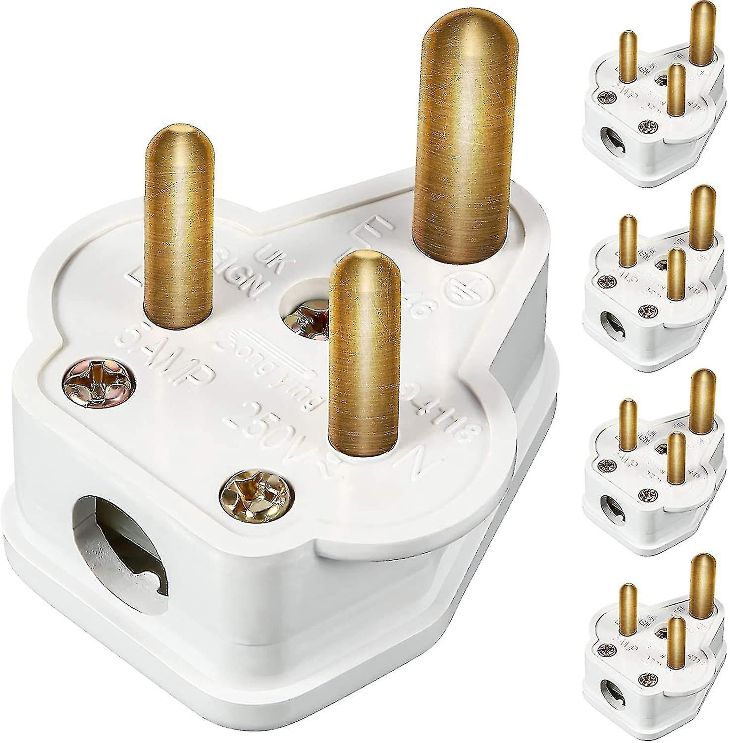 5 Amp Round Pin Plugs Mains Plug 3 Pin Lighting Plugs For Stage Lighting Lamp (5, White)