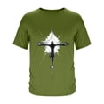 thumbnail image 5 of Ceisia Men's Easter Cross Print Loose Soft Breathable Short Sleeve Round Neck Casual T-Shirt Army Green Gifts for Father 2X, 5 of 5